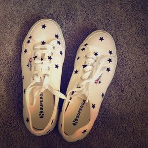 SUPERGA white canvas sneakers with stars nwot 6.5